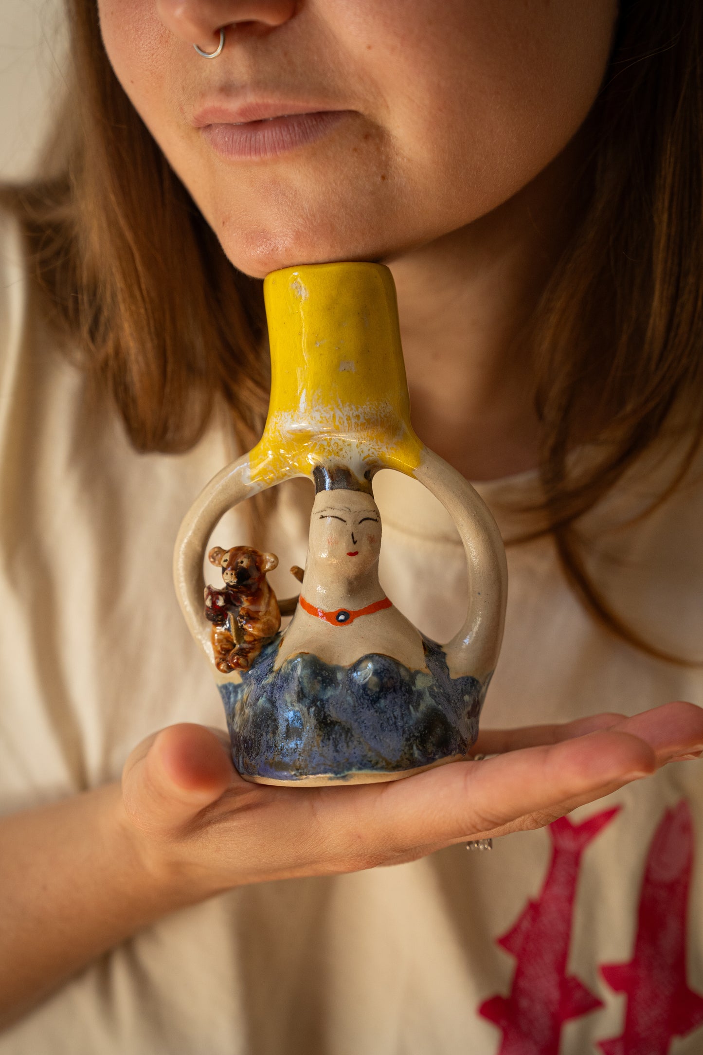 Handmade Сeramic Candle Holder - The Tiny Monkey