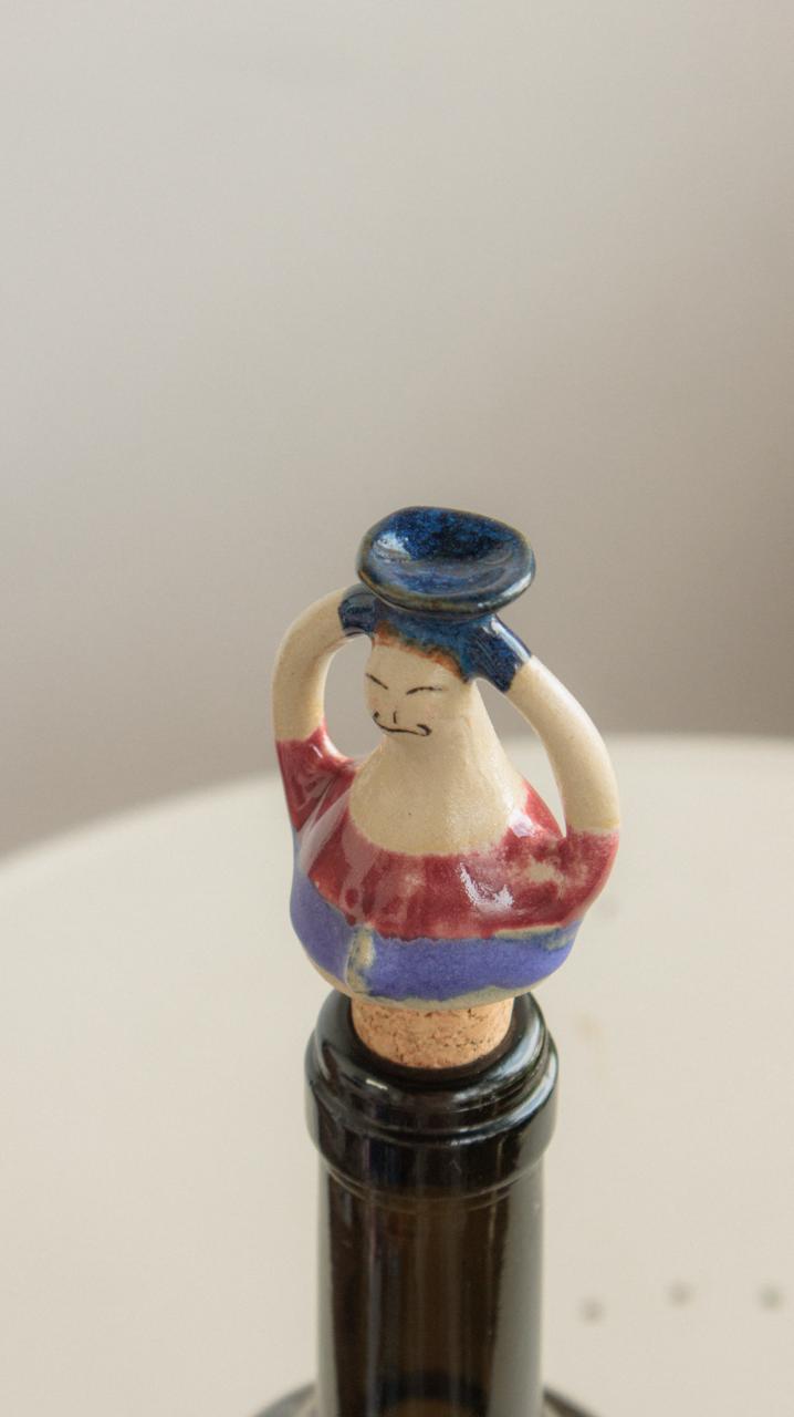 Decorative Ceramic Wine Stopper - Scarlet Shirt Gentleman