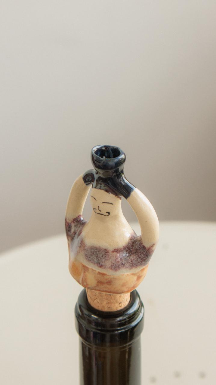 Decorative Ceramic Wine Stopper - Purple Sparkle Gentleman