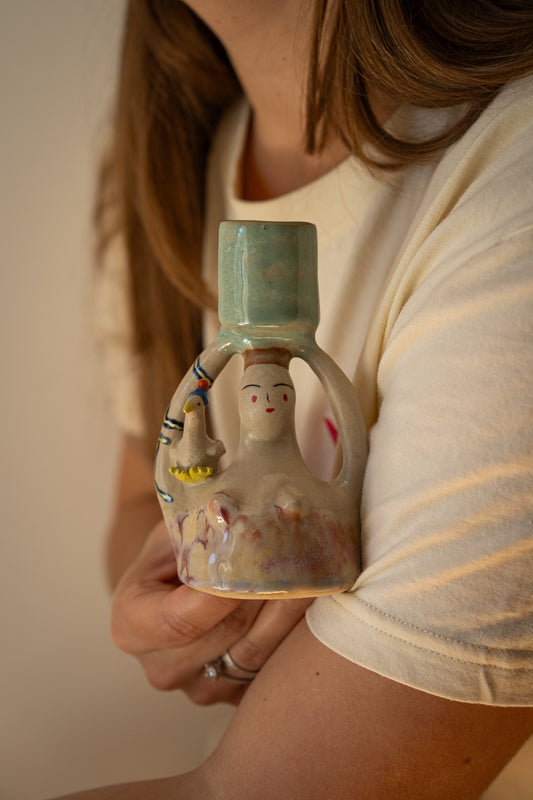 Handmade Сeramic Candle Holder - The Guardian Goose