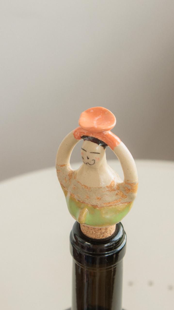 Decorative Ceramic Wine Stopper - Soft Lime Gentleman