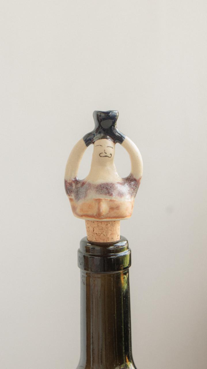 Decorative Ceramic Wine Stopper - Purple Sparkle Gentleman