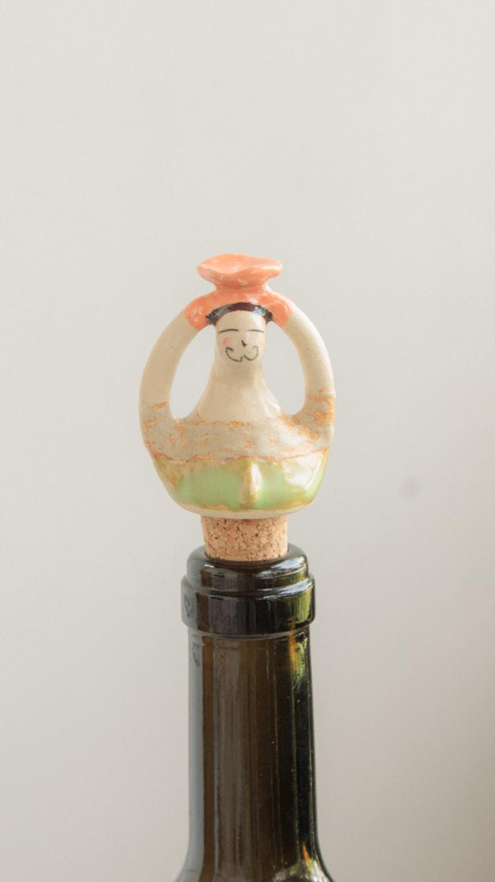 Decorative Ceramic Wine Stopper - Soft Lime Gentleman