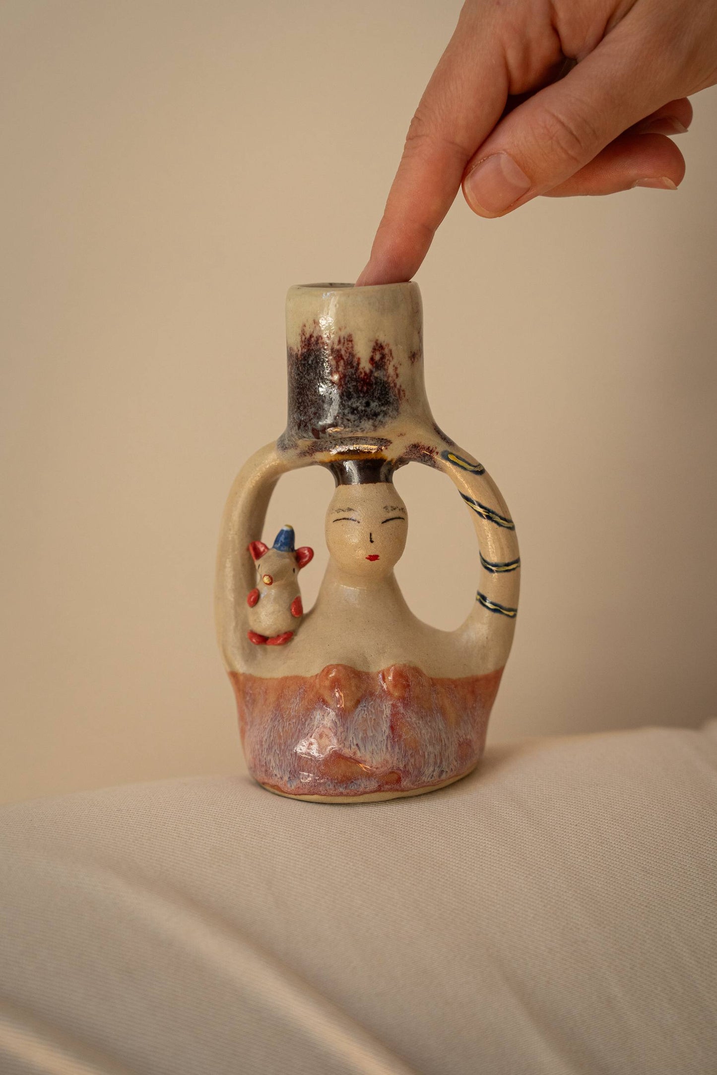 Handmade Сeramic Candle Holder - The Gentle Mouse