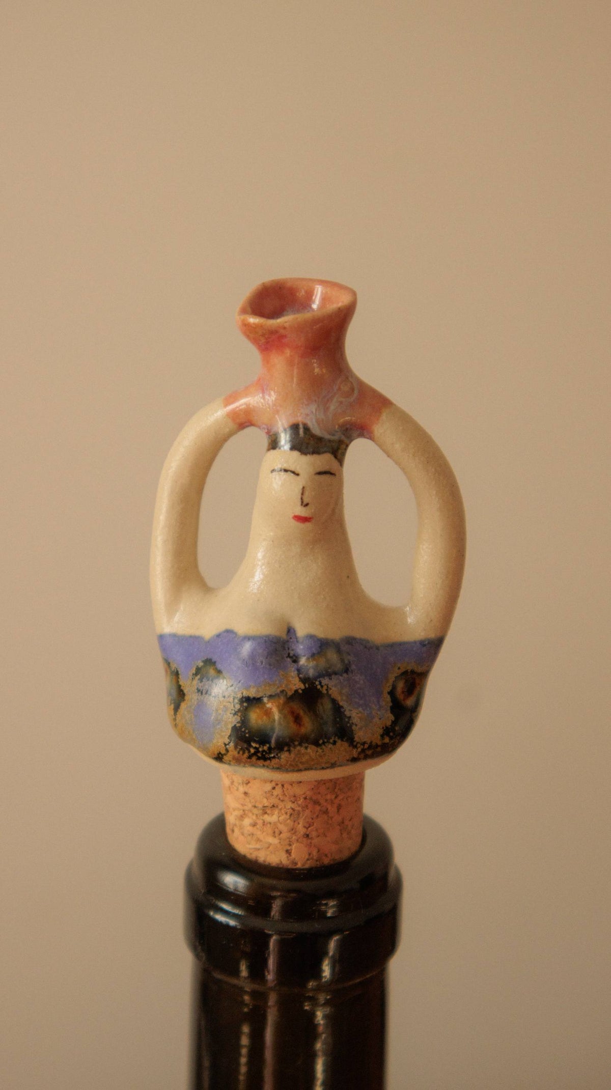 Decorative Ceramic Wine Stopper - Tortoise Lilac